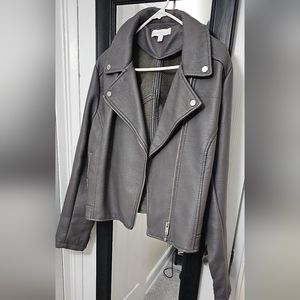 New York Company Moto Jacket Pebbled Gray Faux Leather